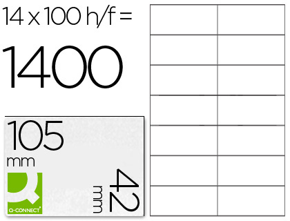 CJ100 hojas A4 1400 etiquetas adhesivas Q-Connect 105x42mm.  ILC